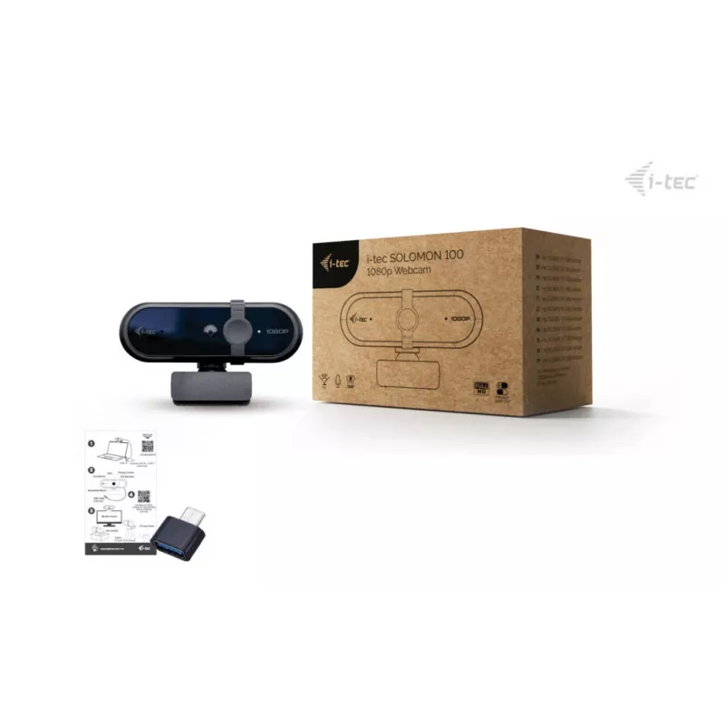 Webcam ITEC SOLOMON 100 1080p, 2 MP, Full HD 1920×1080, USB, Clip-Halterung, schwarz