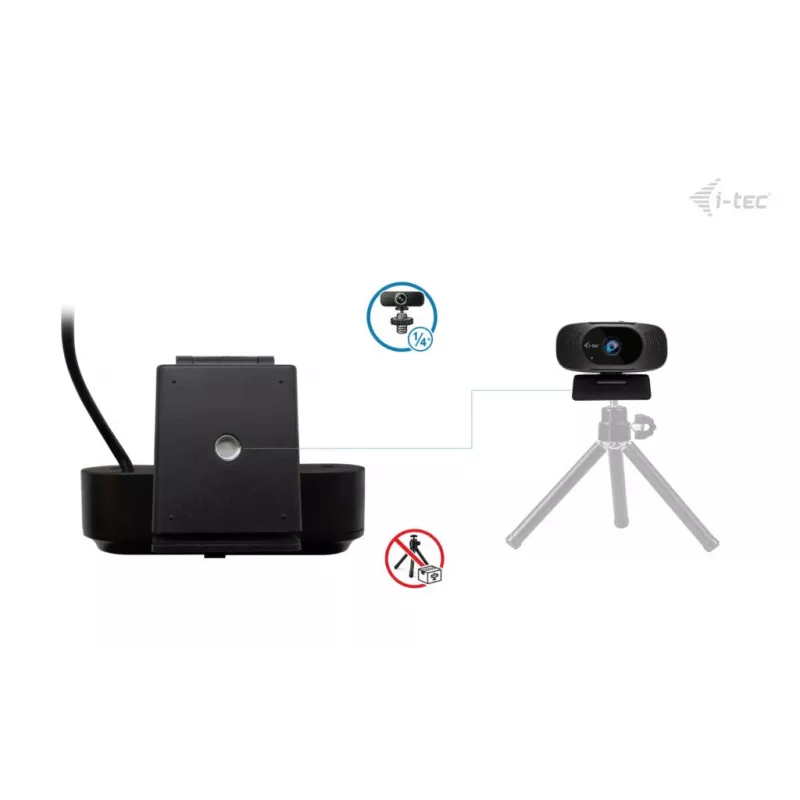 Webcam i-tec SOLOMON 300 4K, USB, 3840×2160, 8,29 MP, Clip-Halterung, schwarz