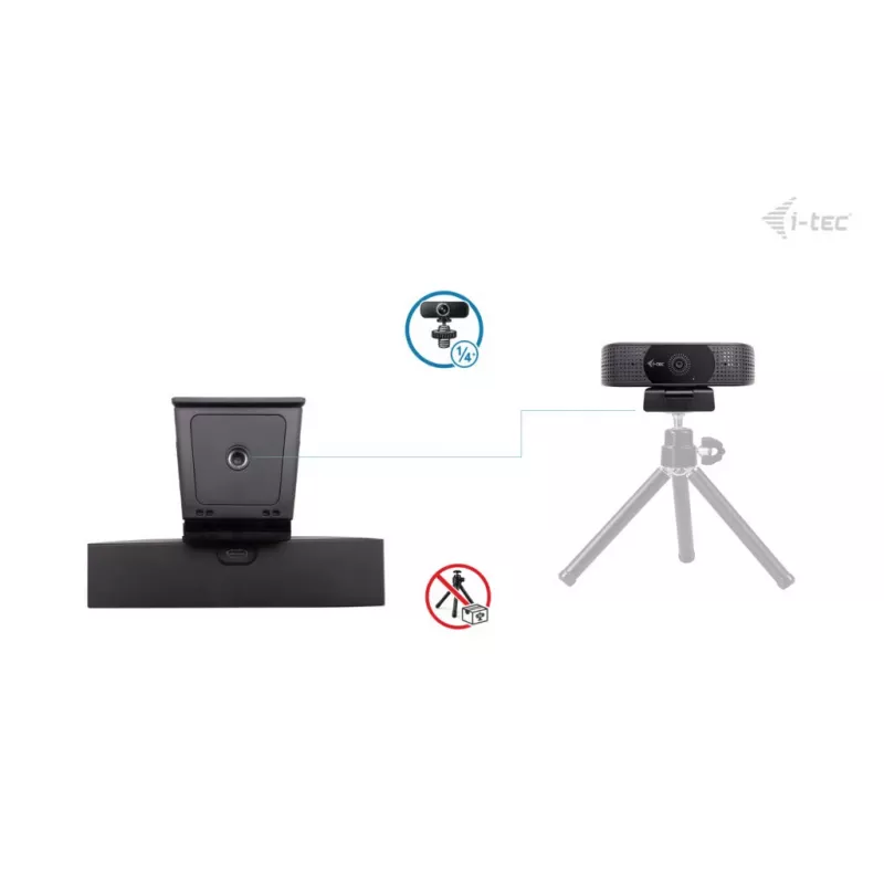 Webcam ITEC i-tec SOLOMON 500 4K PDAF — 4K Ultra HD, 3840×2160, USB, Clip-Halterung, schwarz