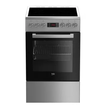 Freistehender Herd BEKO FSM57300GX — Glaskeramikkochfeld 4 Zonen, Elektrobackofen, Edelstahl, 50 cm