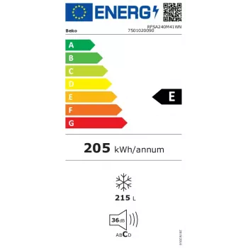 Gefrierschrank Beko RFSA240M41WN — 215 L, weiß, Fast Freeze, umkehrbare Tür