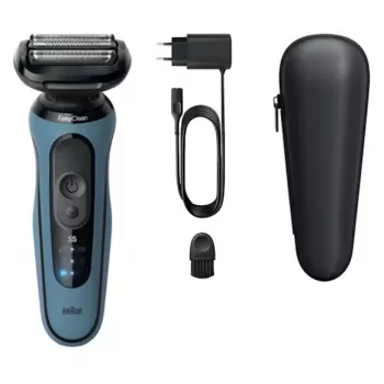 Folienrasierer BRAUN Series 5 52-A1000S, blau, Li-Ion Akku, integrierter Akku, Tastensteuerung, 166×64×51 mm