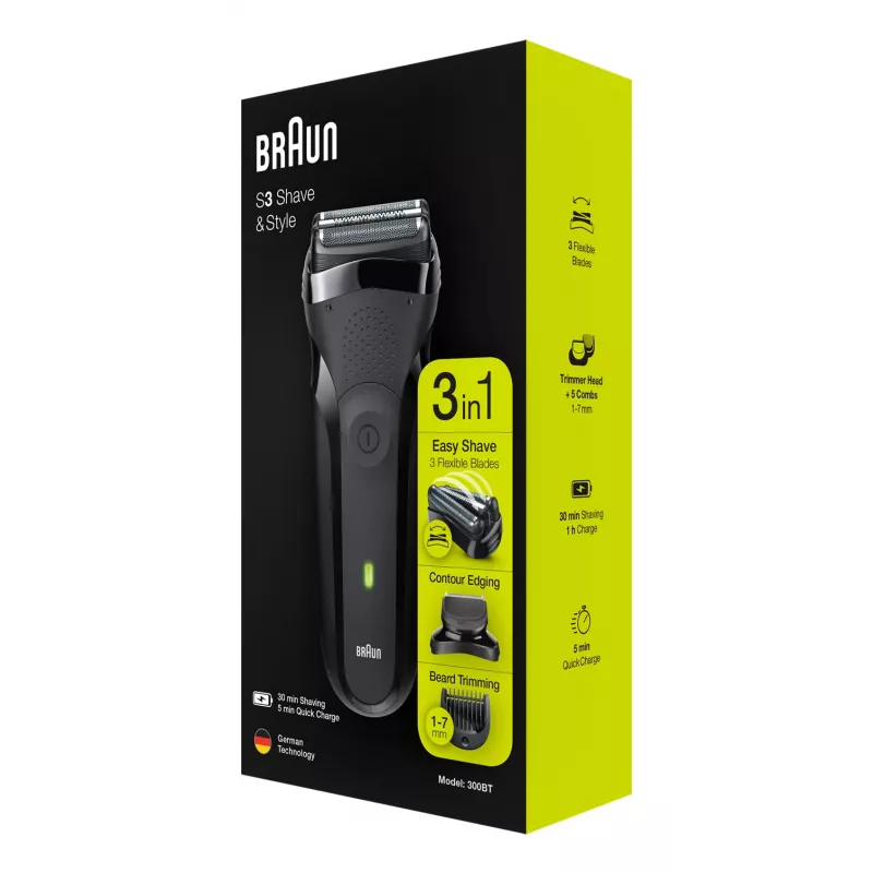 Braun Series 3 300BT kabelloser Nass- und Trocken-Folienrasierer mit Trimmer