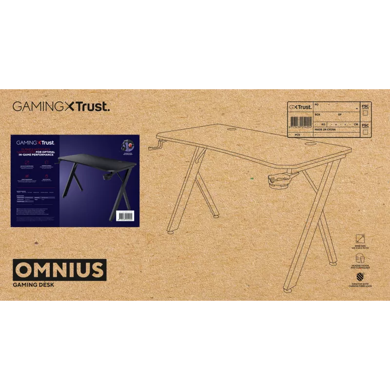 Tisch Trust GXT 710 Luminus Pro Schwarz Rechteckig ABS/PC 1200x600x740mm