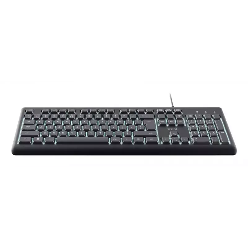 Kabelgebundene Full-Size-Tastatur TRUST Primo Illuminated USB QWERTZ Deutsch, 104 Tasten, schwarz, 1,8 m Kabel