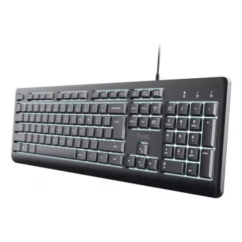 Kabelgebundene Full-Size-Tastatur TRUST Primo Illuminated USB QWERTZ Deutsch, 104 Tasten, schwarz, 1,8 m Kabel