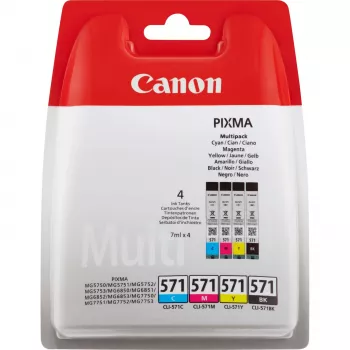 Canon CLI-571 Multipack Tintenpatrone 4 Stück Original Schwarz, Cyan, Magenta, Gelb