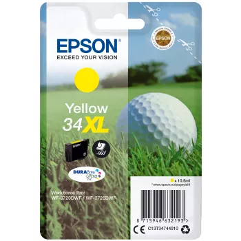 Epson Golfball Einzelpackung Gelb 34XL DURABrite Ultra-Tinte, Hohe (XL) Reichweite, Gelb, Pigmenttinte, 10,8 ml, 1 Stk., 950 Seiten