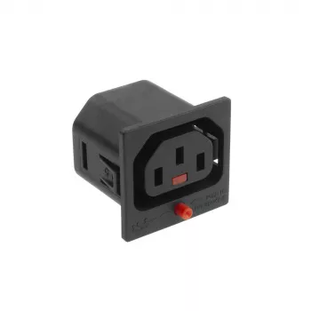 ACT C13 IEC Lock Net Entree (1x outlet) - schwarz, PA135015BK, C13, Schwarz, Rot, Buchse, Gerade, Thermoplast, 2000 V