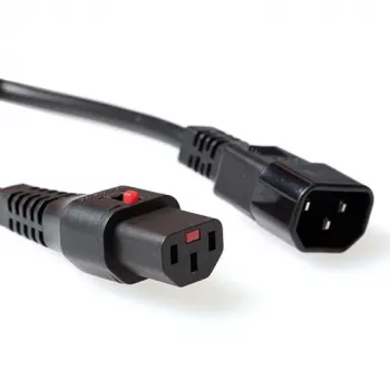 ACT Powercord C13 IEC Lock - C14 schwarz 1,5 m, PC1003
