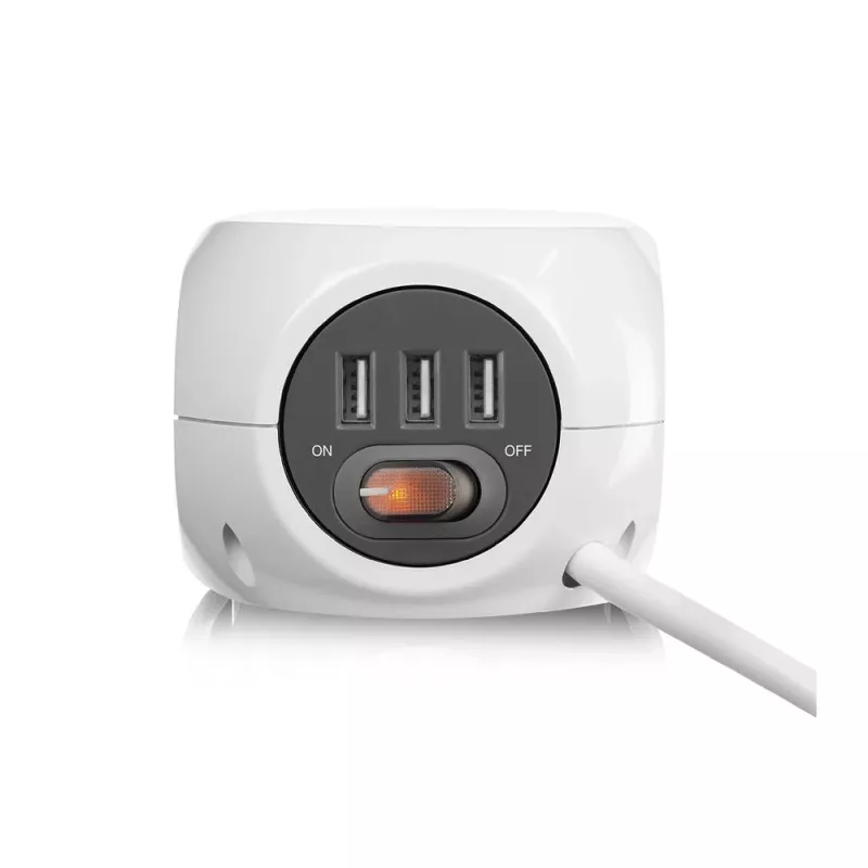 Stromverteilereinheit ACT AC2430 — 3× Typ-F-Wechselstromsteckdosen, 230 V, 16 A, 1,5 m Kabel, weiß