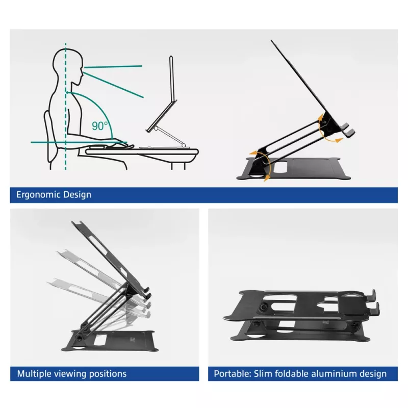 Laptopständer ACT AC8140 Aluminium stufenlose Höhenverstellung Schwarz