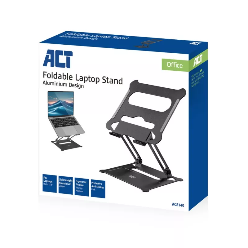 Laptopständer ACT AC8140 Aluminium stufenlose Höhenverstellung Schwarz