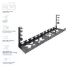 Untertisch ausziehbarer Kabelmanagementschale ACT 43–72 cm Klemmhalterung, Stahl, 728×130×190 mm, 5 kg