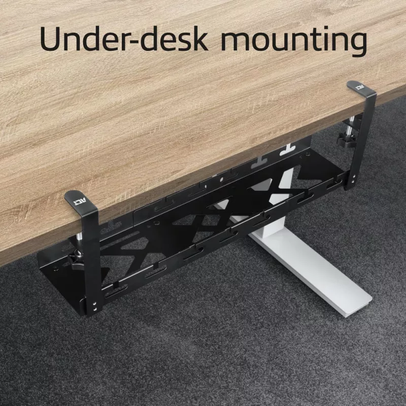Untertisch ausziehbarer Kabelmanagementschale ACT 43–72 cm Klemmhalterung, Stahl, 728×130×190 mm, 5 kg