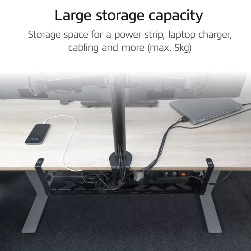Untertisch ausziehbarer Kabelmanagementschale ACT 43–72 cm Klemmhalterung, Stahl, 728×130×190 mm, 5 kg