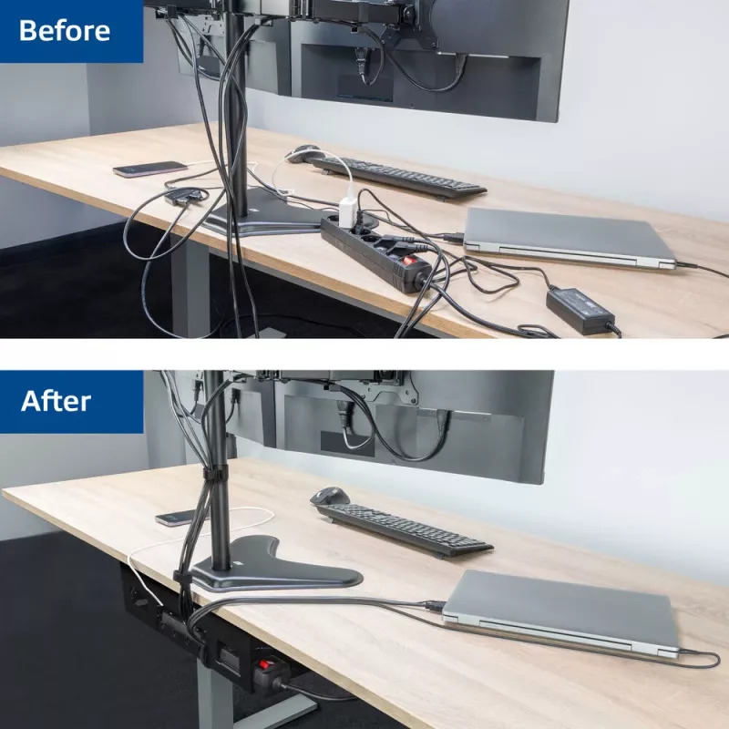 Untertisch-Kabelmanagementwanne ACT 40 cm Stahl, gerade, 3 kg Tragfähigkeit (B400×T140×H100 mm)