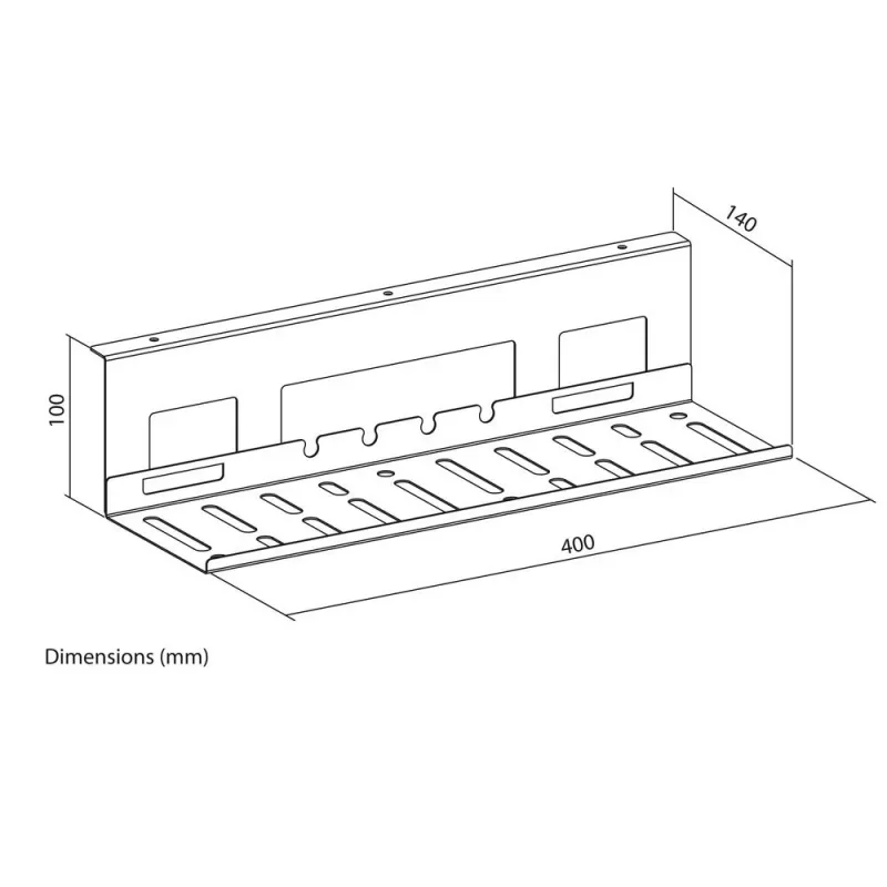 Untertisch-Kabelmanagementwanne ACT 40 cm Stahl, gerade, 3 kg Tragfähigkeit (B400×T140×H100 mm)