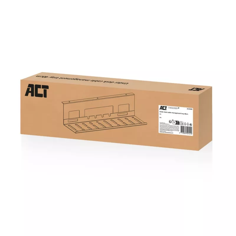 Untertisch-Kabelmanagementwanne ACT 40 cm Stahl, gerade, 3 kg Tragfähigkeit (B400×T140×H100 mm)