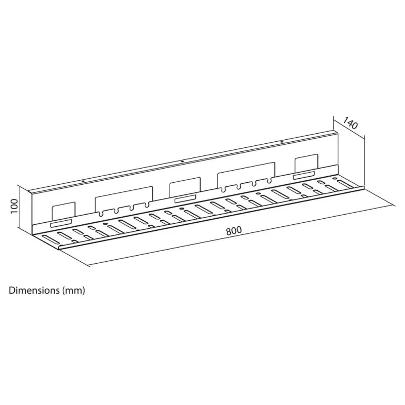 Untertisch-Kabelmanagementwanne ACT 80 cm – gerade horizontale Stahlwanne 800×140×100 mm