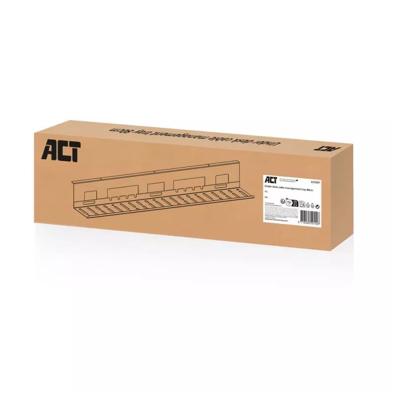 Untertisch-Kabelmanagementwanne ACT 80 cm – gerade horizontale Stahlwanne 800×140×100 mm