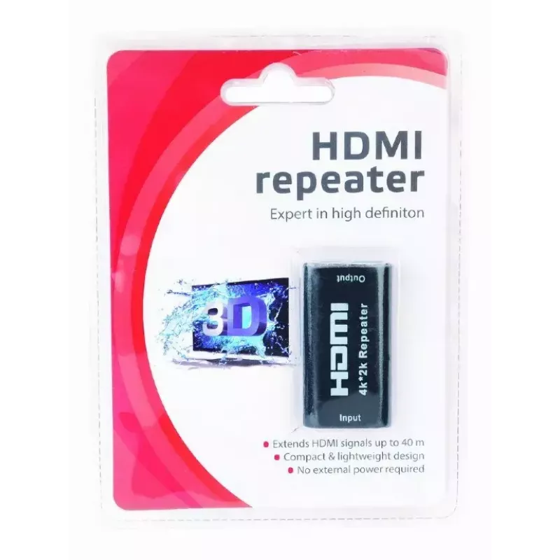Bridge-Repeater GEMBIRD DRP-HDMI-02 kabelgebundener HDMI-Repeater, bis zu 3000 Mbit/s, 51×28×13 mm, 20 g