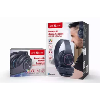 Kabelgebundenes & kabelloses Headset GEMBIRD BHP-LED-01, supra-aural, Kopfbügel, schwarz, 0,3 m Kabel, 150 g