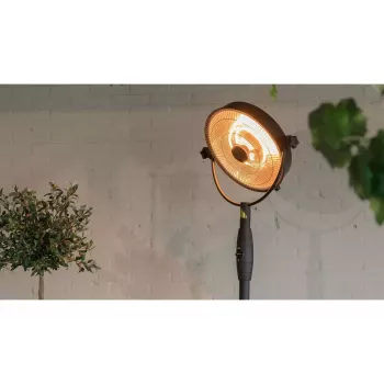 Halogen-Elektroheizlüfter SUNRED Retro, 2100/900 W, für Bodenaufstellung im Innenbereich, heizt bis zu 17 m², schwarz/braun