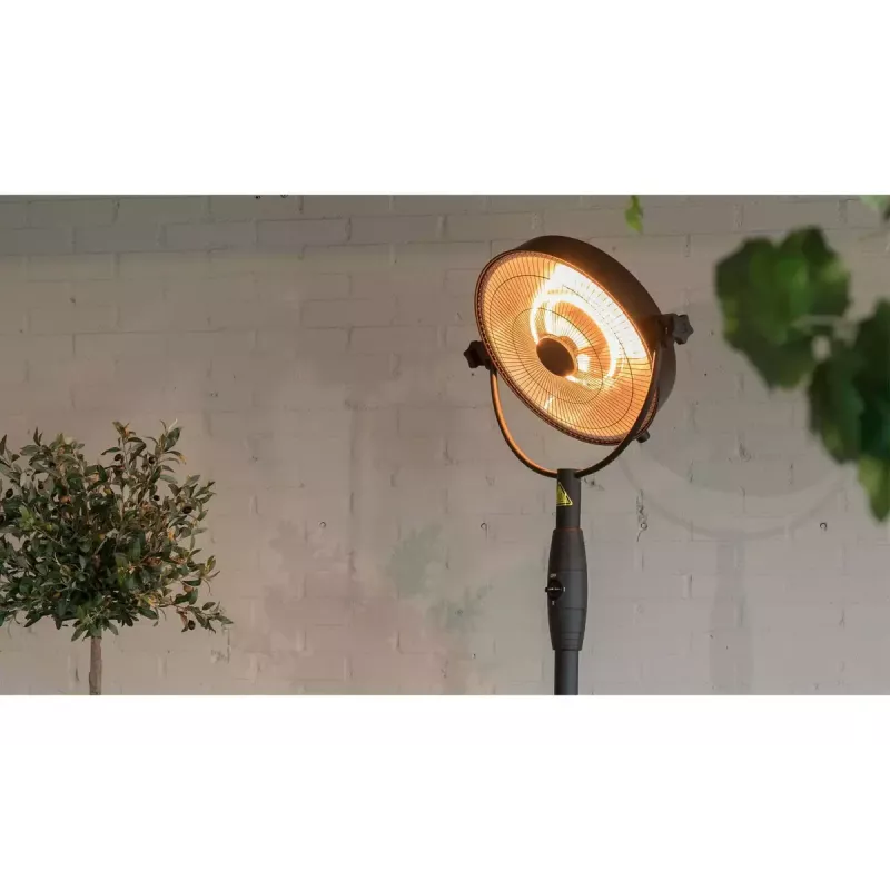 Halogen-Elektroheizlüfter SUNRED Retro, 2100/900 W, für Bodenaufstellung im Innenbereich, heizt bis zu 17 m², schwarz/braun