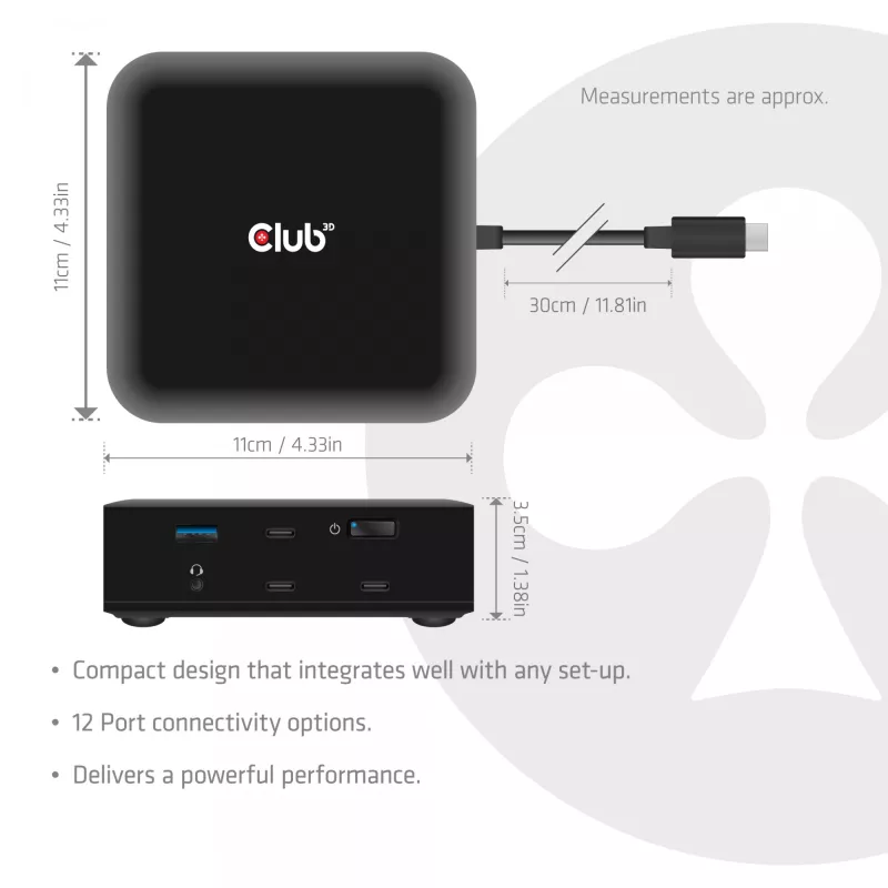 USB-C Quad DisplayLink Dockingstation CLUB 3D CSV-2542 — 2× DisplayPort 8K60Hz, 2× HDMI 4K60Hz, PD 100W, 2.5G Ethernet