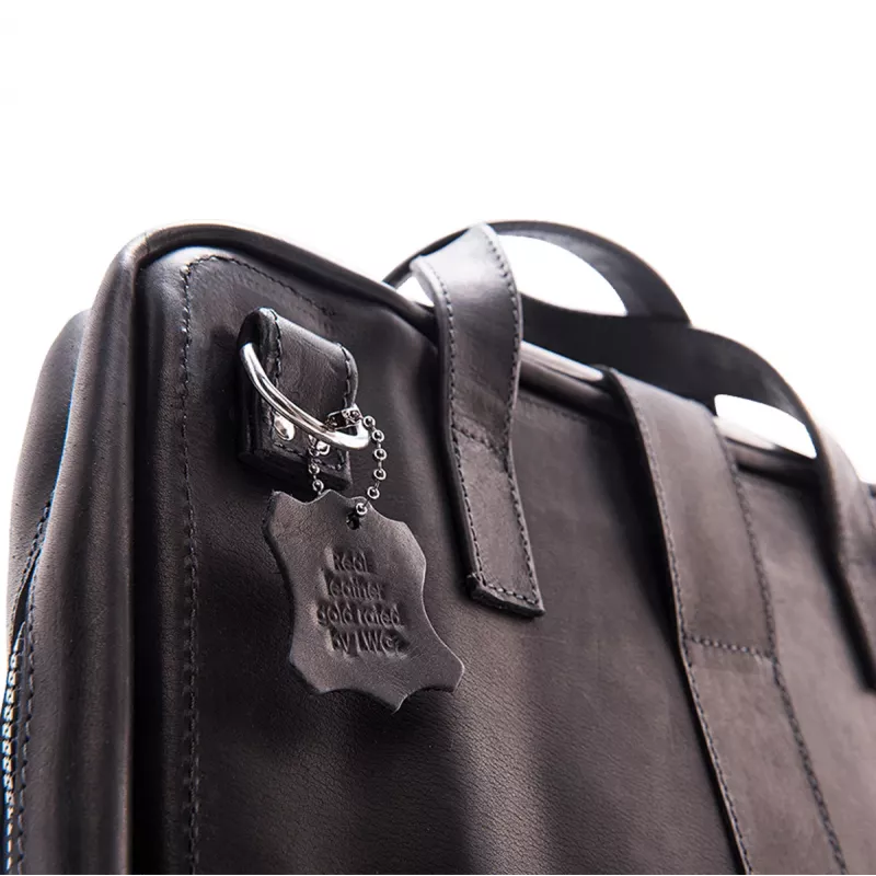 R-Go Tools Laptoptasche R-Go Viva, Vollleder, mit integriertem Laptopständer, Schultergurt, 39,6 cm (15,6 Zoll), schwarz