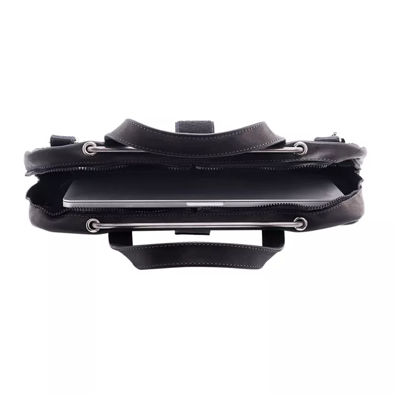 R-Go Tools Laptoptasche R-Go Viva, Vollleder, mit integriertem Laptopständer, Schultergurt, 39,6 cm (15,6 Zoll), schwarz
