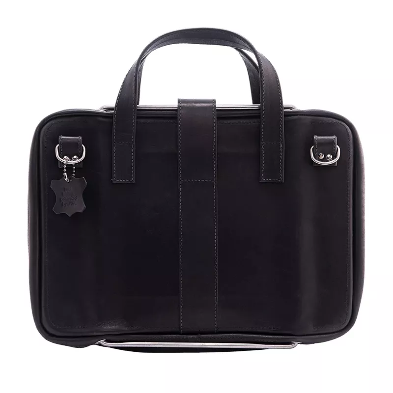 R-Go Tools Laptoptasche R-Go Viva, Vollleder, mit integriertem Laptopständer, Schultergurt, 39,6 cm (15,6 Zoll), schwarz