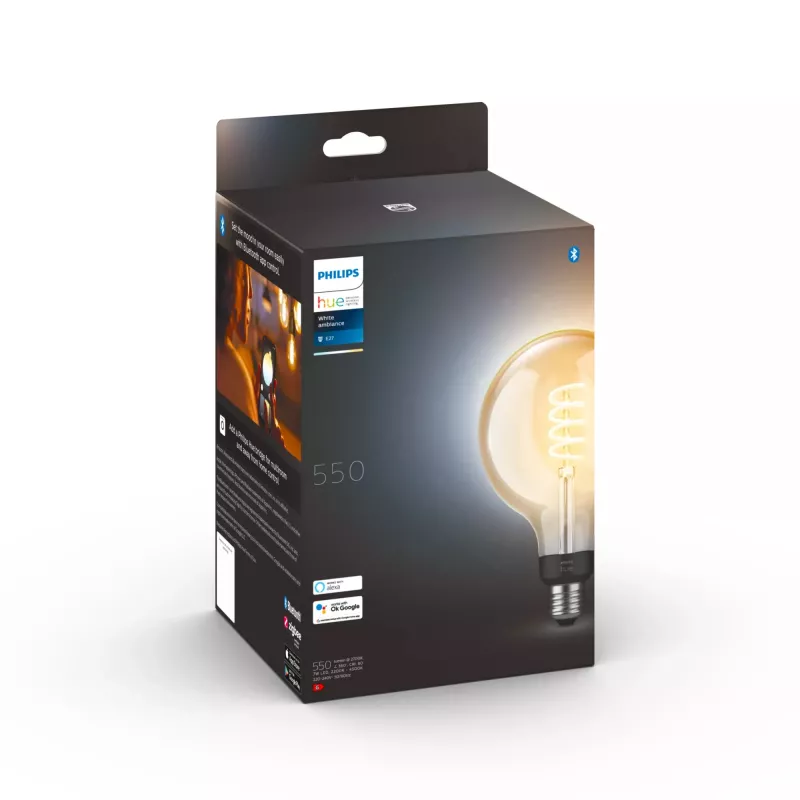 Philips Smart Bulb G125 E27 Filament Globe, 7 W, Bluetooth/Zigbee, 125×192 mm