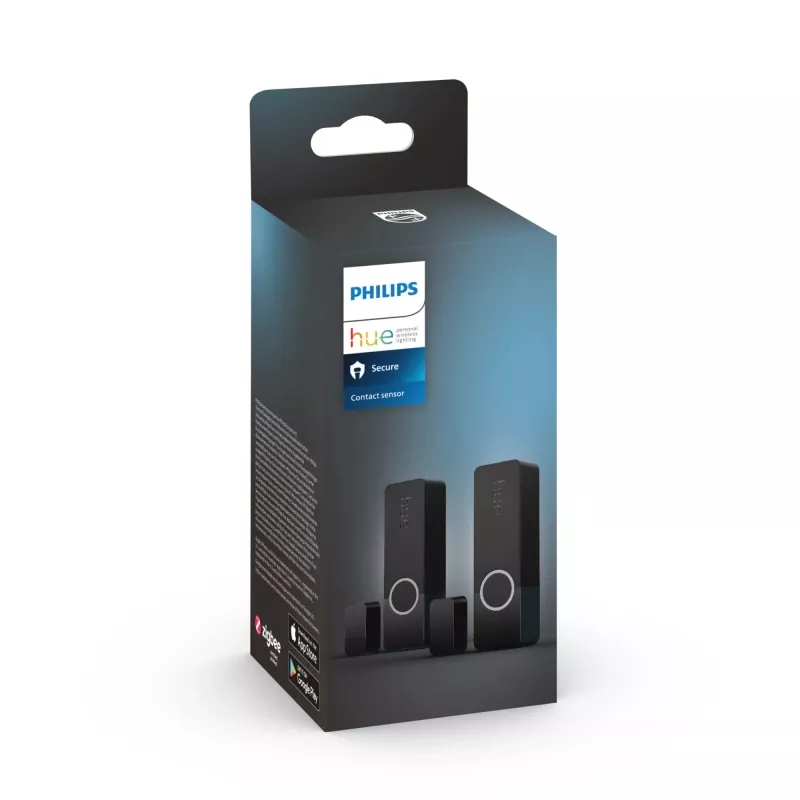 Philips Secure Kontaktsensor, Kabellos, ZigBee, Schwarz, Tür/Fenster, Klebeband/Schraube, III