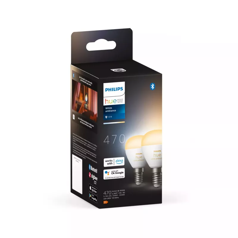 Philips Hue White Ambiance Lustre – E14 Smart Bulb – (2er-Pack)