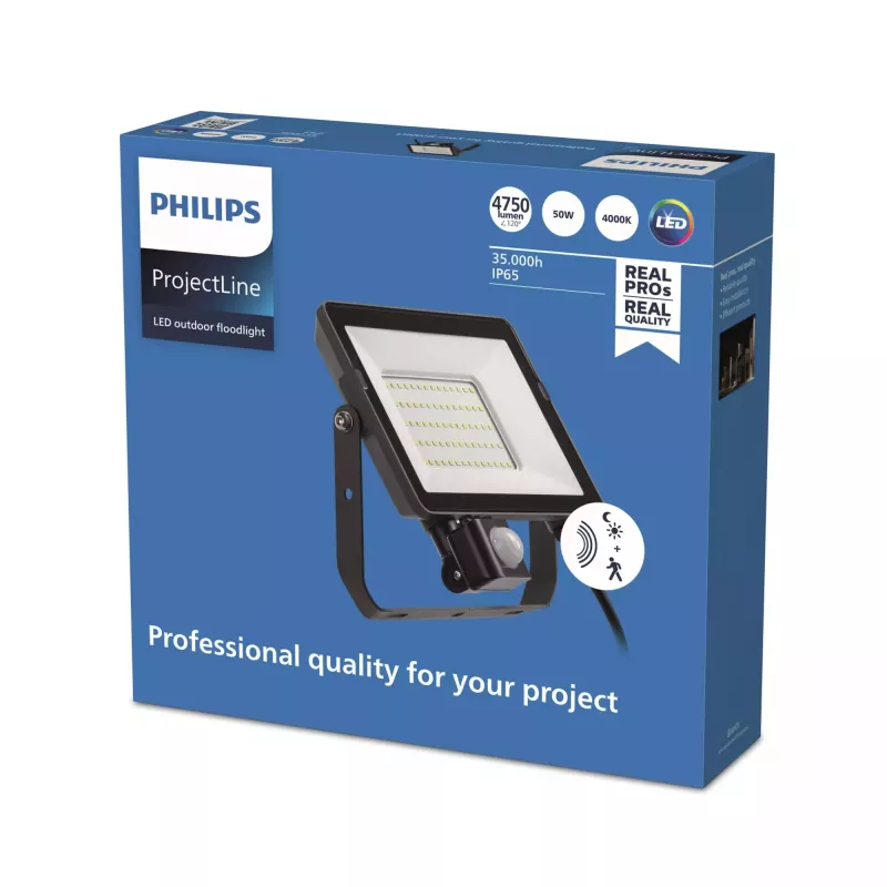 Flutlicht Philips LED 50 W 4000 K IP65 Schwarz – LED-Außenfluter, 50 W, neutralweiß
