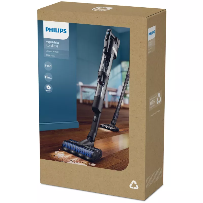 Philips 9000 Series XW9463/11 Stabstaubsauger/Elektrobesen 2-in-1 Stabstaubsauger Akku Trocken&Nass Beutellos 150 W Schwarz