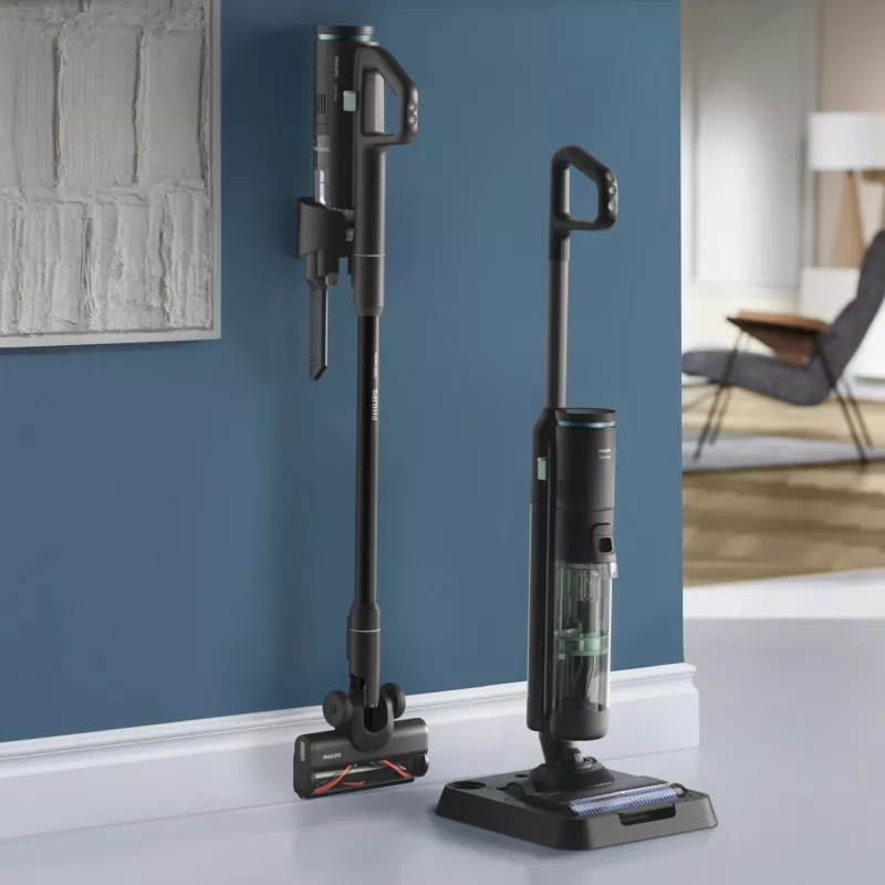 Philips 7000er-Serie XW7263/11 Stabstaubsauger/elektrischer Besen 2-in-1-Stabstaubsauger Batterie Trocken&Nass Beutellos 0,45 l 160 W Schwarz