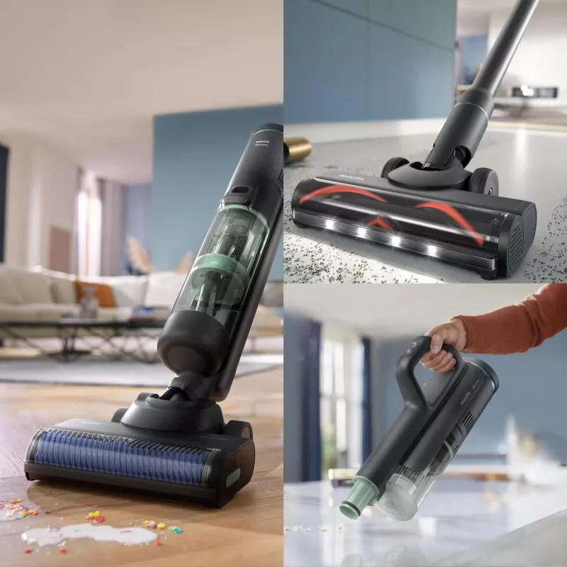 Philips 7000er-Serie XW7263/11 Stabstaubsauger/elektrischer Besen 2-in-1-Stabstaubsauger Batterie Trocken&Nass Beutellos 0,45 l 160 W Schwarz