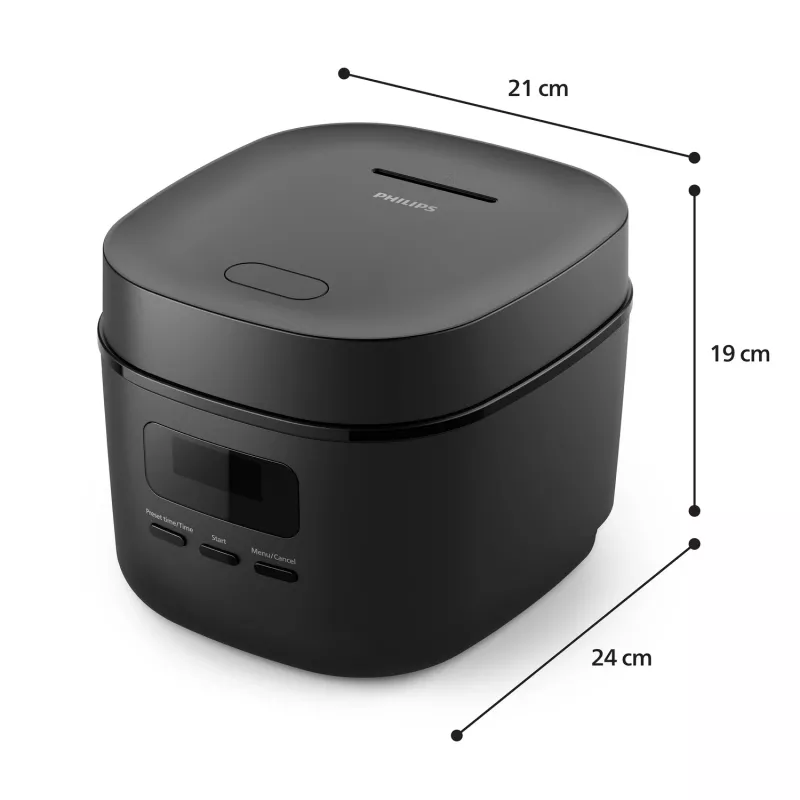 Reiskocher Philips 3000 Series HD3080/80, 0,54 L, 400 W, schwarz, Tastensteuerung