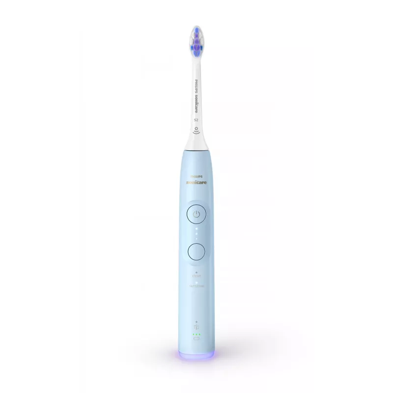 Philips Series 6100 HX7406/01 Wiederaufladbare Zahnbürste, Erwachsene, Schallzahnbürste, Tägliche Pflege, Sensitiv, 62000 Bewegungen pro Minute, Blau, 2 Min., 4 x 30 Sek.