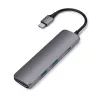 Satechi ST-CMAM Laptop-Dock/Port-Replikator USB 3.2 Gen 1 Type-C, HDMI, USB-A, USB-C, Grau, Aluminium