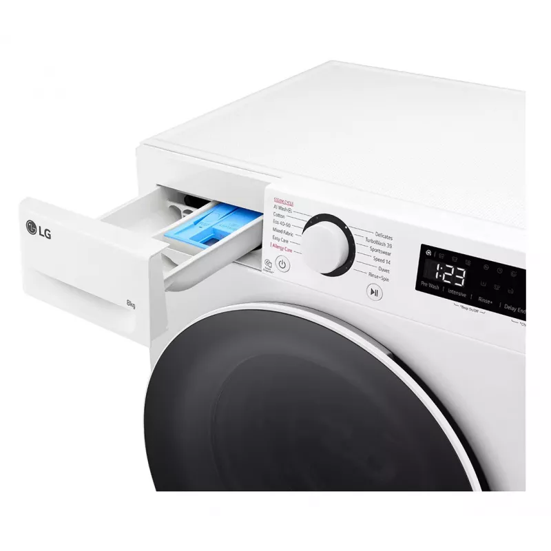 LG F2WR508S0W Waschmaschine Frontlader 8 kg 1160 U/min Schwarz, Weiß