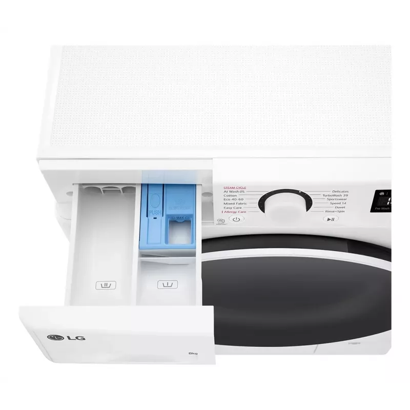 LG F2WR508S0W Waschmaschine Frontlader 8 kg 1160 U/min Schwarz, Weiß