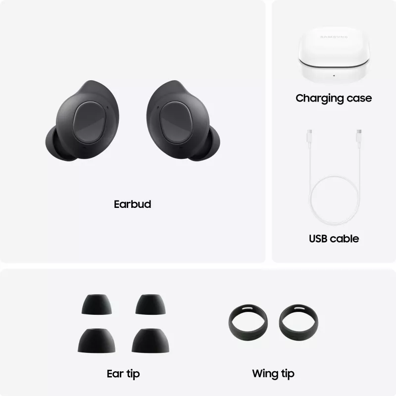Samsung GALAXY BUDS FE GRAPHITE Kopfhörer True Wireless Stereo (TWS) Im-Ohr Anrufe/Musik/Sport/Alltag Bluetooth