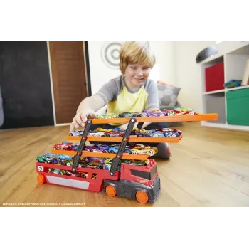 Hot Wheels City Mega Hauler mit Stauraum für bis zu 50 Autos im Maßstab 1:64, ab 3 Jahren