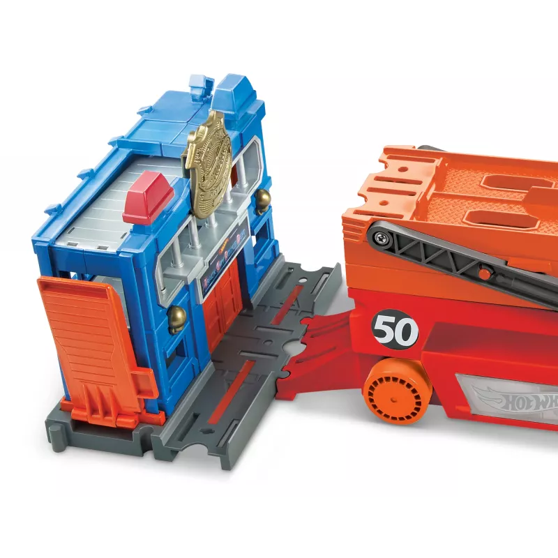 Hot Wheels City Mega Hauler mit Stauraum für bis zu 50 Autos im Maßstab 1:64, ab 3 Jahren