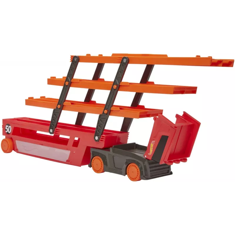 Hot Wheels City Mega Hauler mit Stauraum für bis zu 50 Autos im Maßstab 1:64, ab 3 Jahren