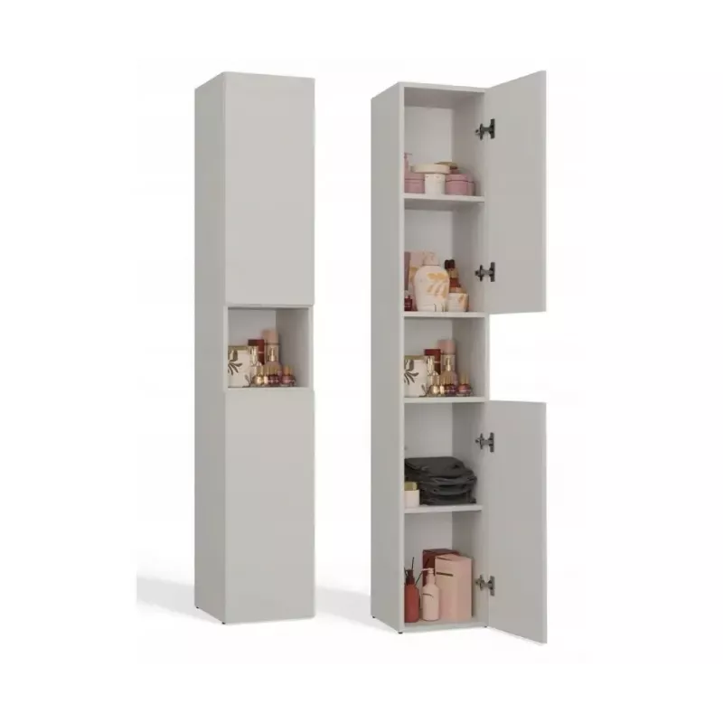 Badezimmer-Standschrank Top E Shop NEL, freistehend 2-türig, Laminat in Cashmere, 1740×310×300 mm, 5 Einlegeböden